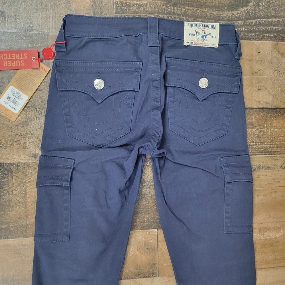 True Religion Cargo Legging Pants Zipper Ankle Tapered NWT Navy Blue Womens 25 - Picture 5 of 16
